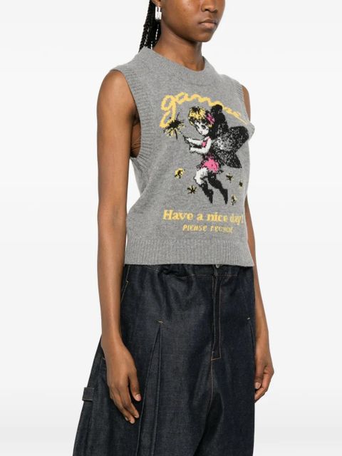 GANNI graphic vest - Grey