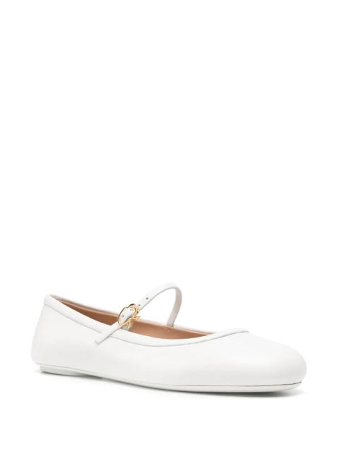 Gianvito Rossi round-toe leather ballerina shoes - White