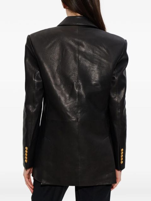 Balmain lion-button leather jacket - Black