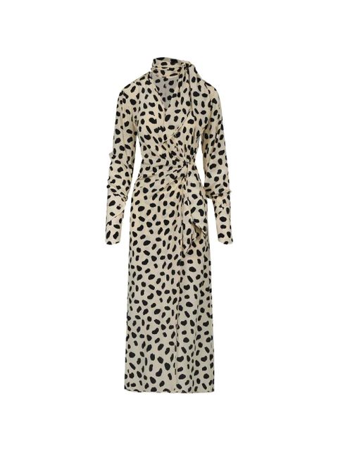 Johanna Ortiz Ollantay animal-print V-neck midi dress - Neutrals - zdjęcie produktu nr 1