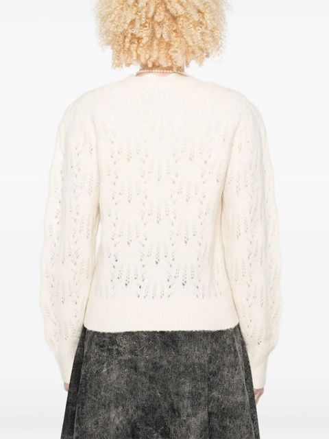 MARANT ÉTOILE button-front open-knit cardigan - Neutrals