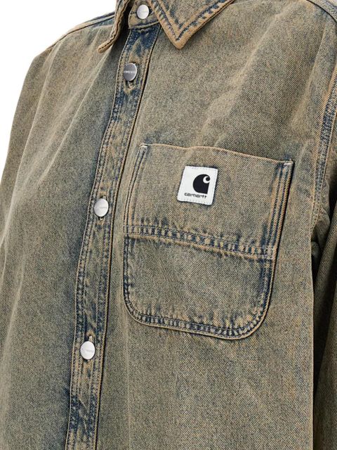 Carhartt WIP logo-patch denim shirt - Grey