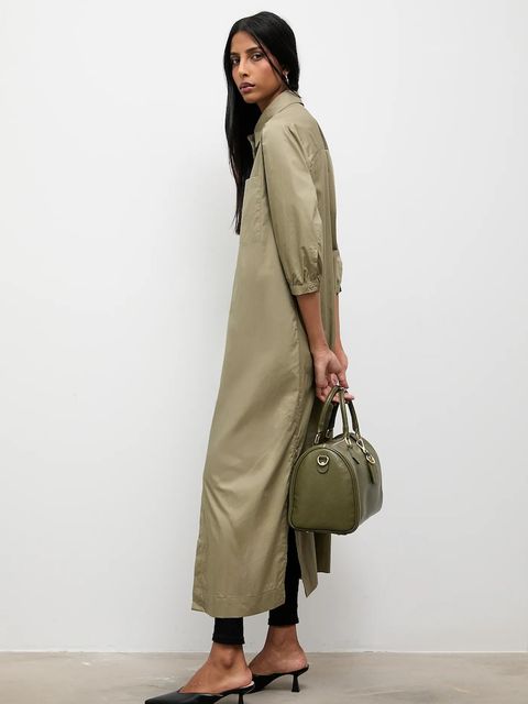 Answear.LAB sukienka bawełniana kolor zielony maxi prosta