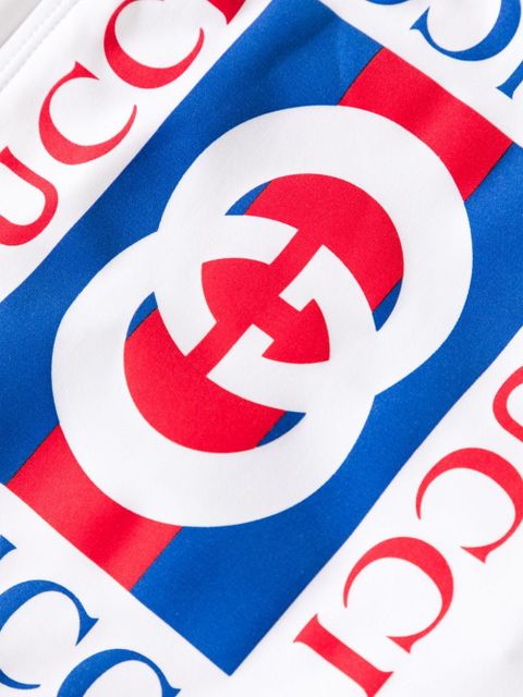 Gucci logo-print halterneck swimsuit - White