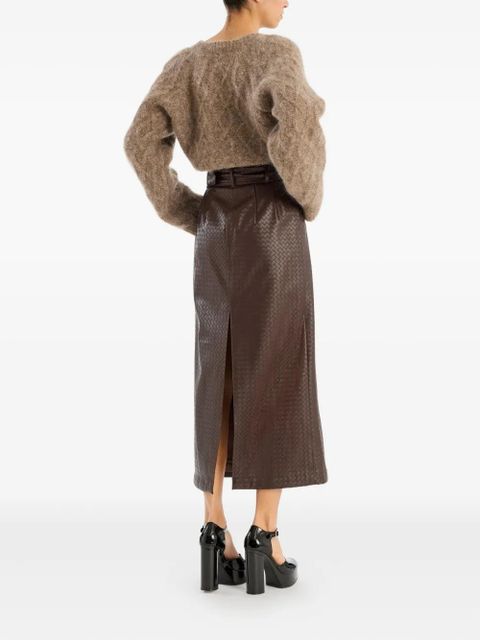 ROTATE BIRGER CHRISTENSEN cable-knit cropped cardigan - Brown