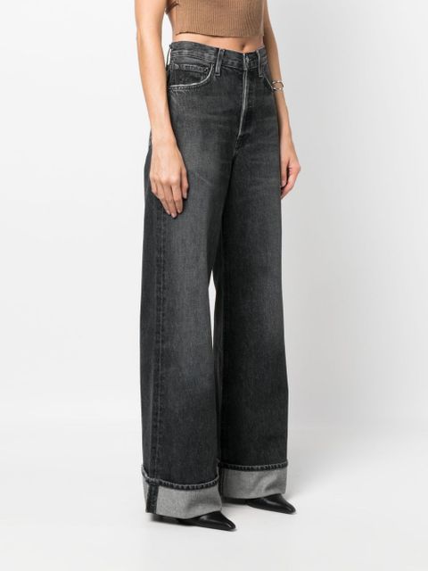 AGOLDE Dame wide-leg organic-cotton jeans - Black