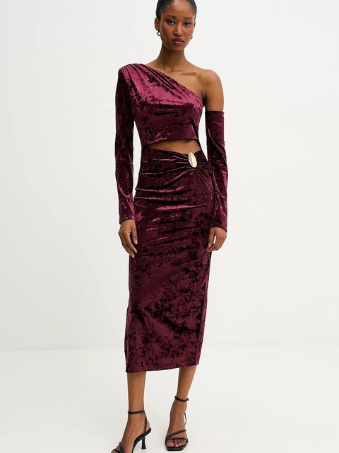 Answear.LAB sukienka kolor bordowy midi dopasowana - zdjęcie produktu nr 1