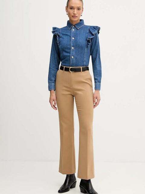 Sisley koszula bawełniana damska kolor granatowy regular z kołnierzykiem klasycznym 53GELQ09N