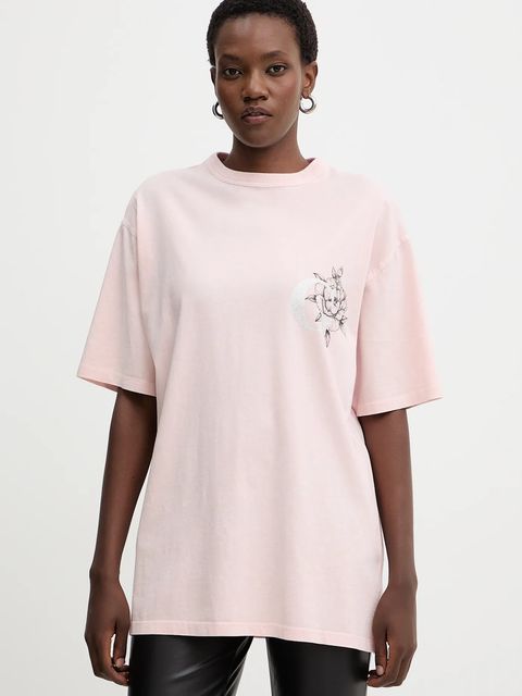 Guess t-shirt bawełniany damski kolor różowy W5BI19 I3Z14