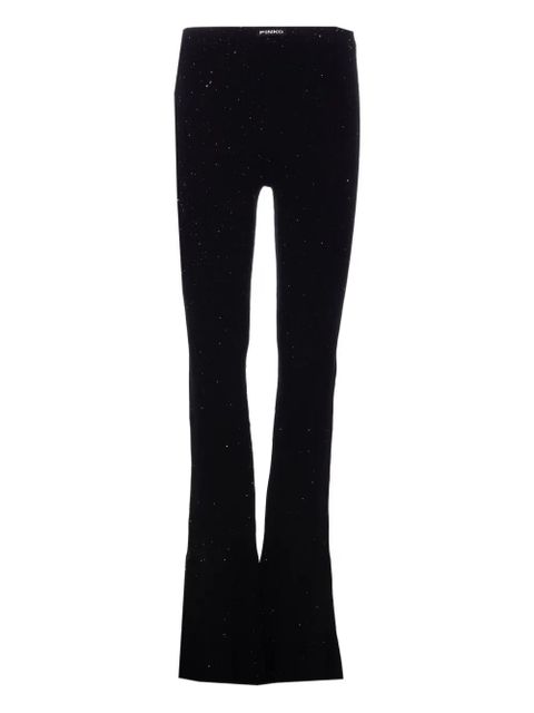 PINKO crystal-embellished ribbed trousers - Black