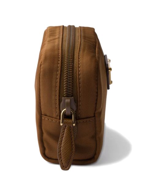 Prada zip logo micro make up bags - Brown