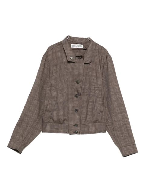 OUR LEGACY checked button-up bomber jacket - Brown