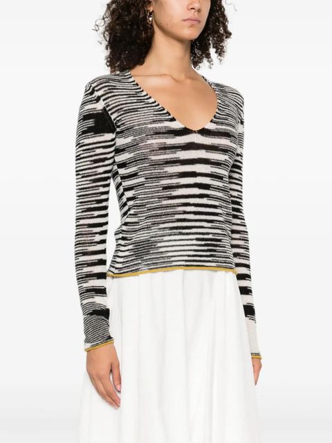 Missoni striped-pattern V-neck sweater - Black