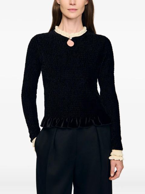 SANDRO ruffled-detail blouse - Black