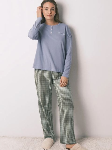 women'secret komplet piżamowy bawełniany damska kolor niebieski bawełniana 3592478 - zdjęcie produktu nr 1