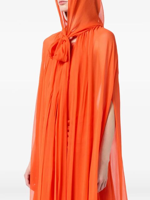 Blumarine hooded ruffled cape - Orange