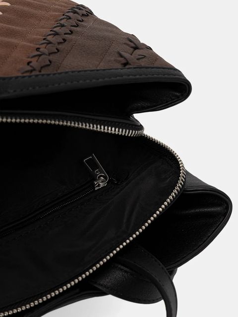 Desigual plecak QUEBEC WHIPSTITCH SU damski kolor czarny mały wzorzysty 25WAKP09