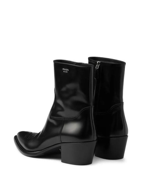 Prada brushed-finish leather boots - Black - zdjęcie produktu nr 2