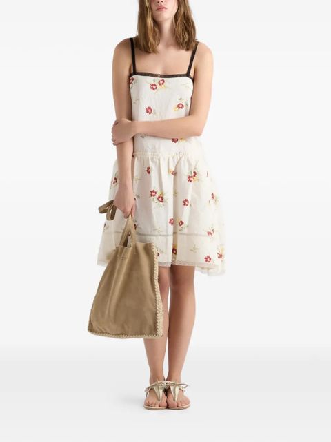 Prada large suede and crochet tote bag - Neutrals - zdjęcie produktu nr 2