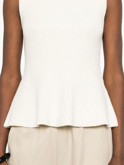 Róhe ribbed-knit peplum top - Neutrals