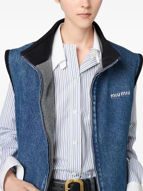 Miu Miu cashmere denim blouson vest - Blue