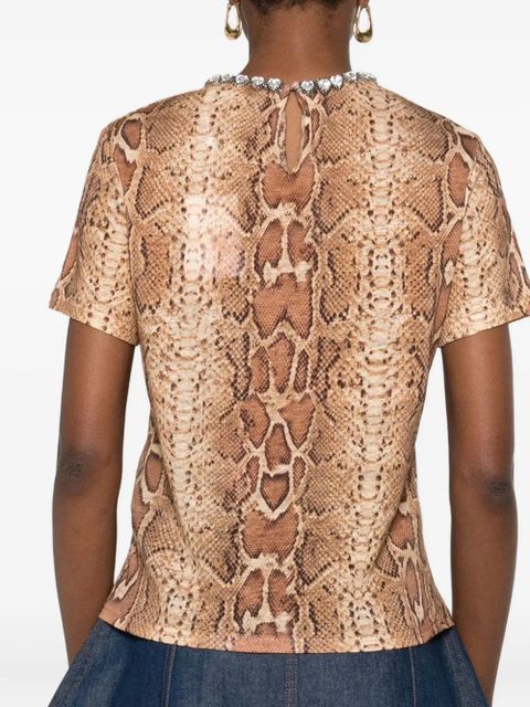 ZIMMERMANN embellished snake-print T-shirt - Neutrals