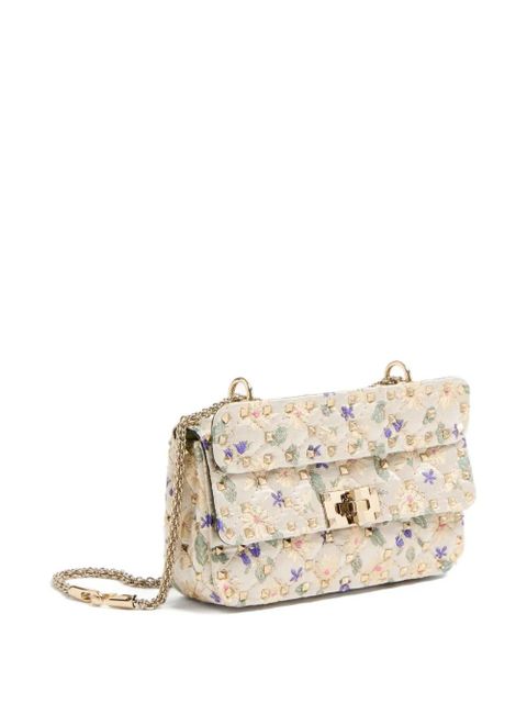 Valentino Garavani small Rockstud Spike jacquard shoulder bag - Neutrals