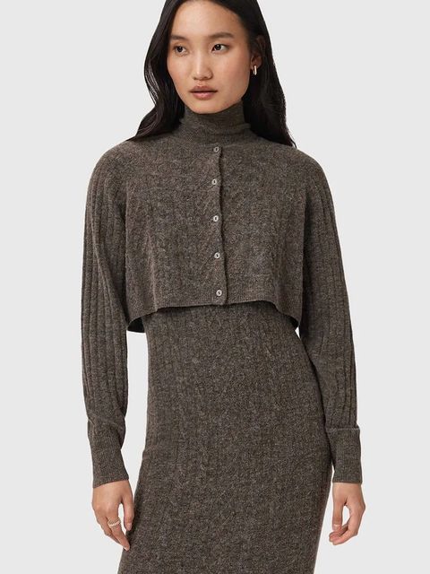 AllSaints sukienka i kardigan z dodatkiem wełny