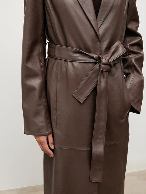 Answear.LAB płaszcz skórzany kolor brązowy