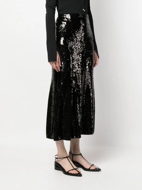 KHAITE Levine high-waisted sequin skirt - Black