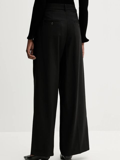 Weekend Max Mara spodnie wełniane ADELFI damskie kolor czarny szerokie high waist 2525136072600