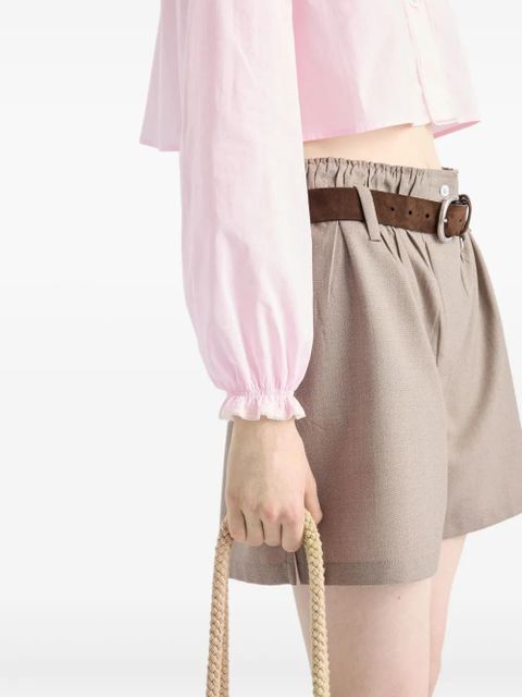 Prada mouliné wool shorts - Brown