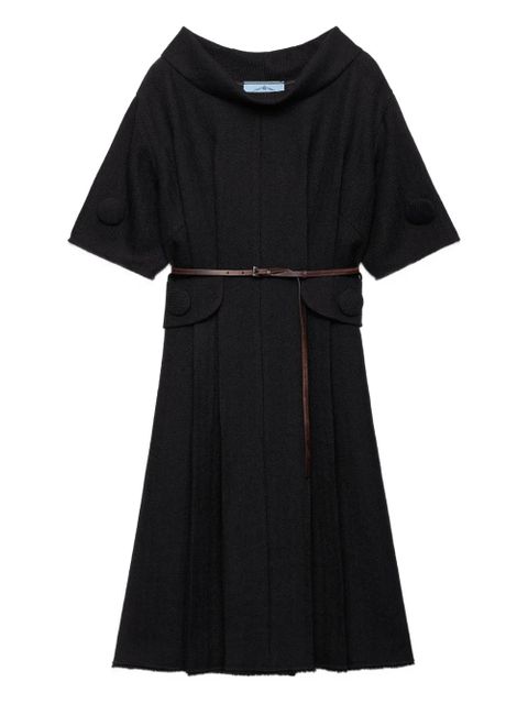 Prada short-sleeve wool mini dress - Black - zdjęcie produktu nr 1