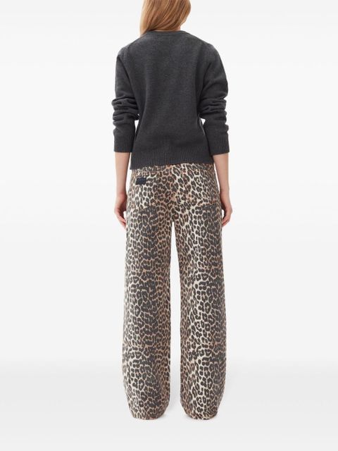 GANNI intarsia-knit tiger jumper - Grey