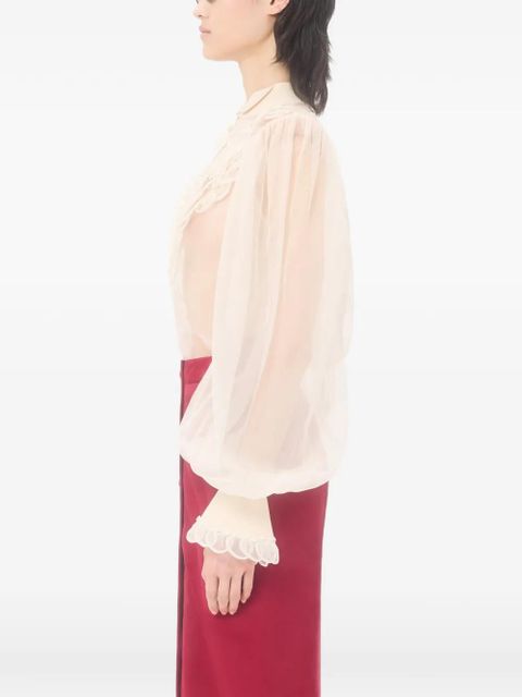 Valentino Garavani embroidered organza shirt - Neutrals