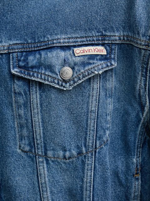 Calvin Klein Jeans kurtka jeansowa damska kolor niebieski przejściowa oversize J20J224546