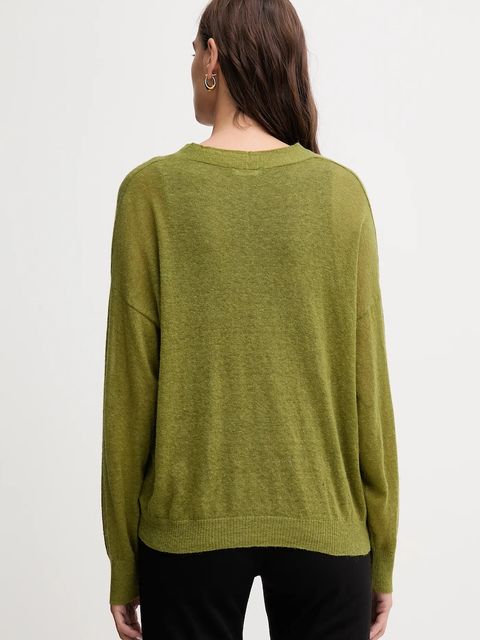 United Colors of Benetton kardigan z wełną damski kolor zielony lekki 109PD6056