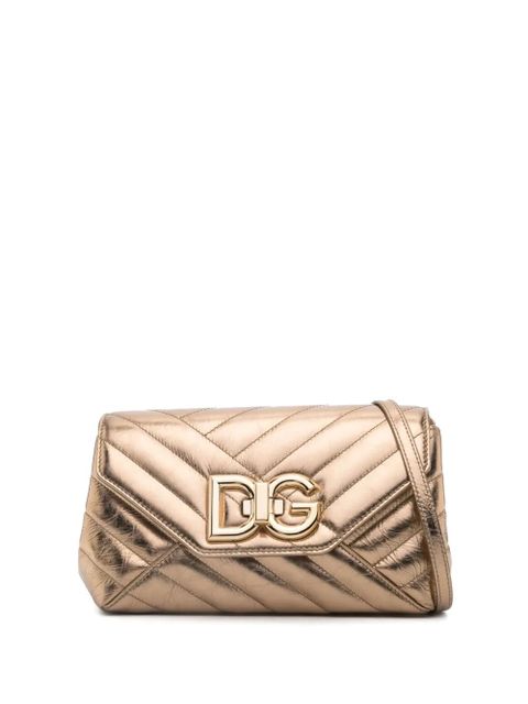 Dolce & Gabbana logo-plaque quilted leather shoulder bag - Gold - zdjęcie produktu nr 1