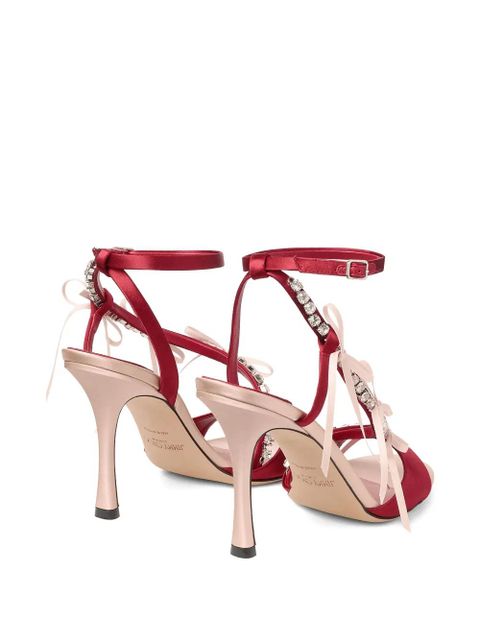Jimmy Choo 100 mm crystal-embellishment sandals - Red