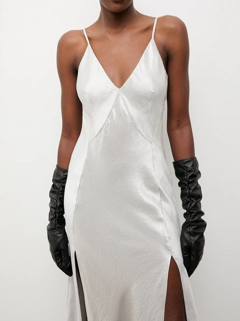 Answear.LAB sukienka kolor srebrny maxi rozkloszowana