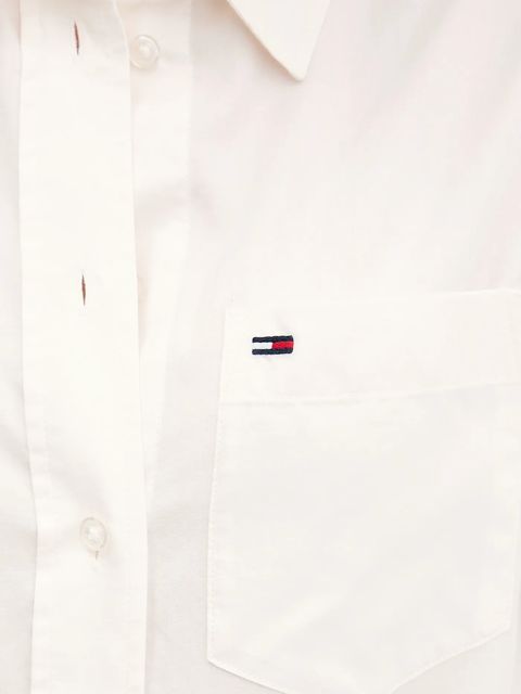 Tommy Jeans koszula bawełniana damska kolor beżowy relaxed z kołnierzykiem klasycznym DW0DW21451