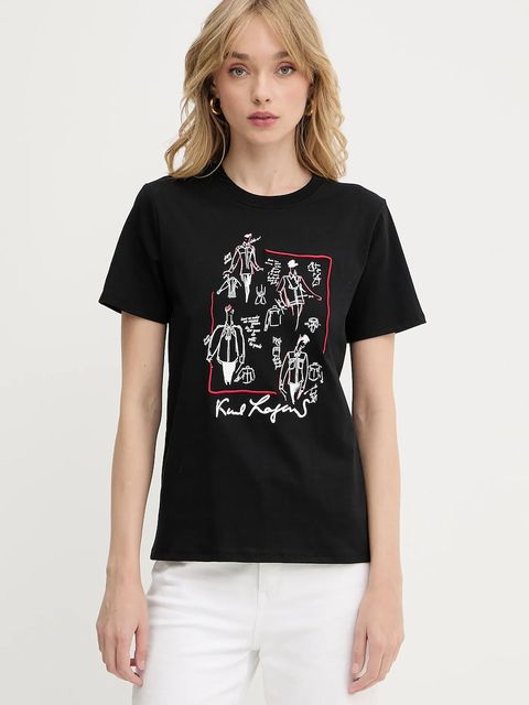 Karl Lagerfeld t-shirt bawełniany damski kolor czarny A3W17099 - zdjęcie produktu nr 1