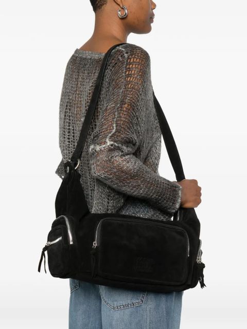 Marge Sherwood logo-embossed suede crossbody bag - Black - zdjęcie produktu nr 2