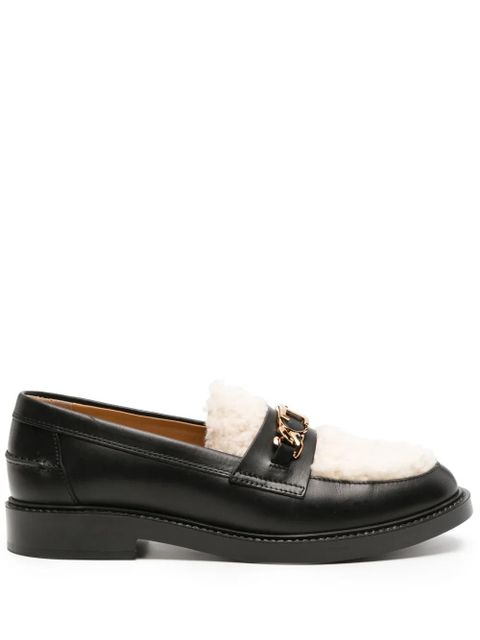 Tod's logo-chain shearling-panel loafers - Black - zdjęcie produktu nr 1