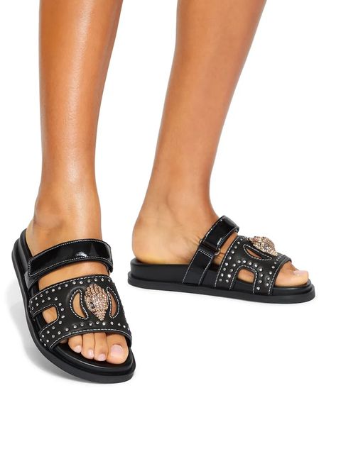 Kurt Geiger London klapki skórzane Eagle Stud Cut Out Sdl damskie kolor czarny 4734209139