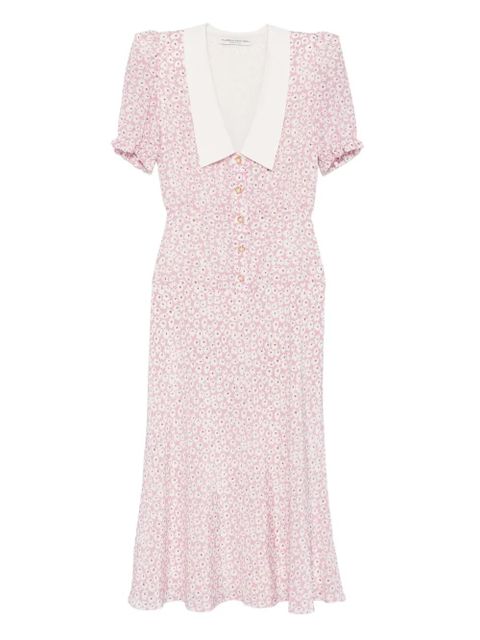 Alessandra Rich floral print midi dress - Pink - zdjęcie produktu nr 1