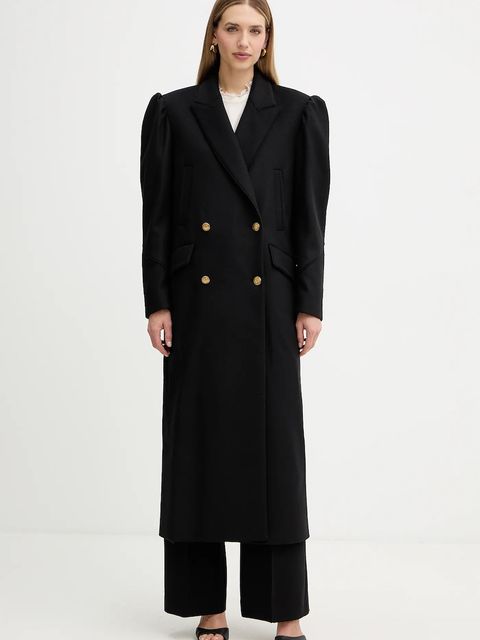 Twinset płaszcz z dodatkiem wełny kolor czarny 252TS2310 - zdjęcie produktu nr 1