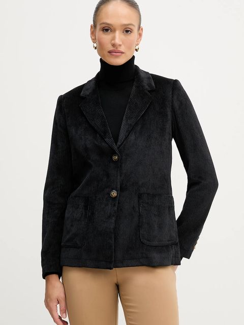 United Colors of Benetton marynarka sztruksowa kolor czarny jednorzędowa gładka 2Q5GDW03I