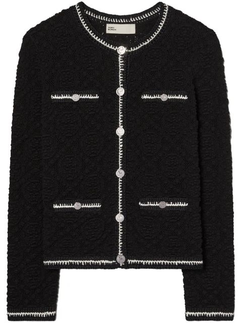 Tory Burch Kendra logo lace cardigan - Black - zdjęcie produktu nr 1
