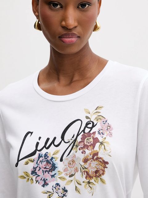 Liu Jo longsleeve bawełniany kolor biały MF5464 JS923